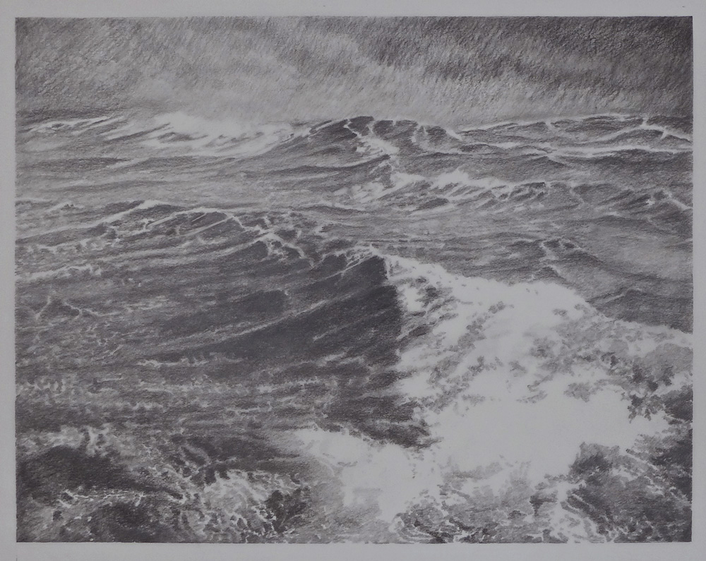 Storm (2012). Graphite on vellum, 51 x 65.5 cm.