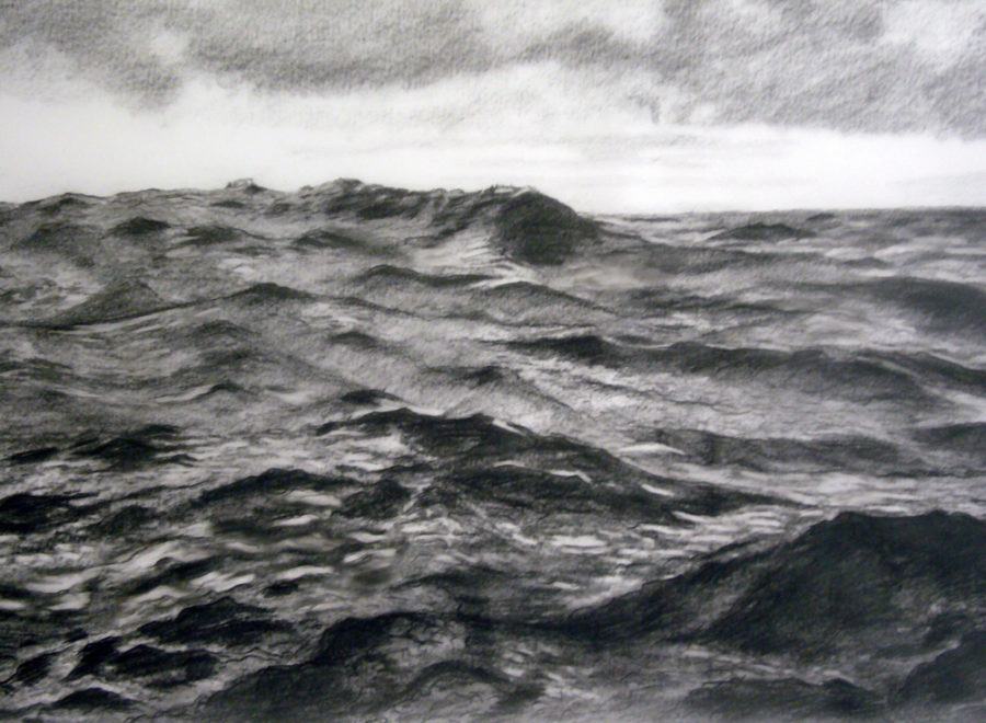 Sea (2010-11). Graphite on vellum, 36.5 x 81.5 cm.