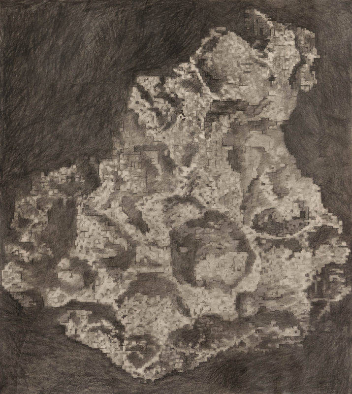 Meteor/Asteroid (2021). Pencil on vellum, 48 x 43 cm.