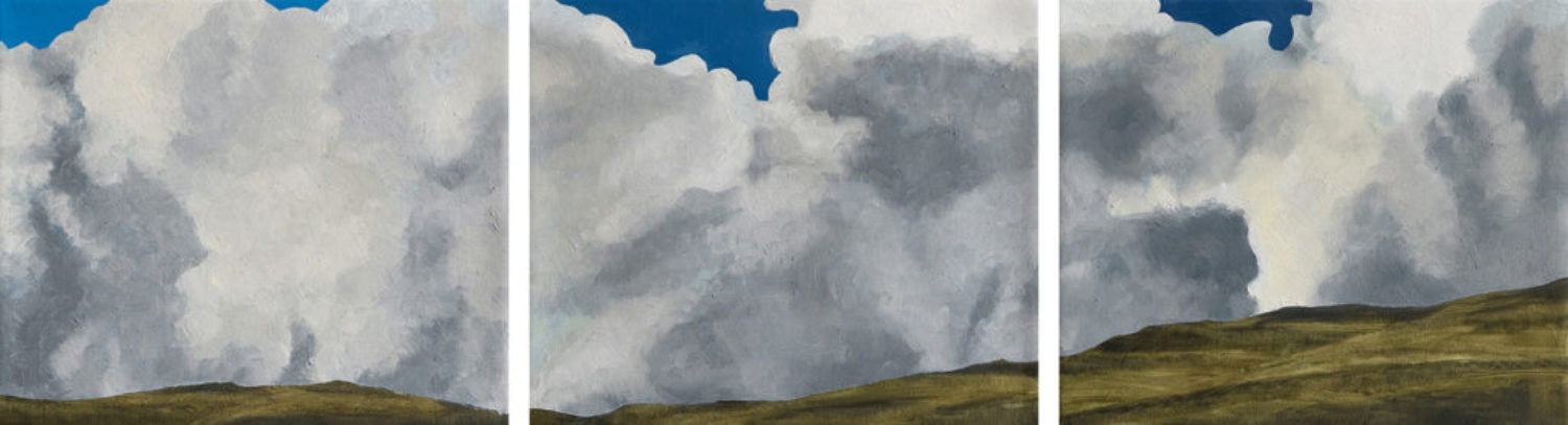 Stormy weather, Yorkshire (2020). Oil on canvas, each canvas 25.5 x 30.5 cm.